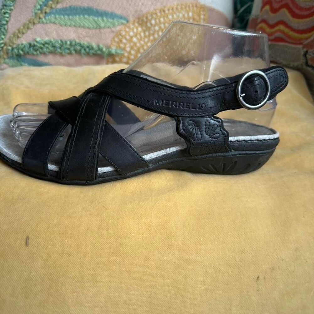 Merrell Women's Black Sandals in black, adjustable size 6